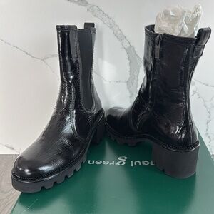 Lug Sole Boot (Women) US sizes. Black crinkled Leather.